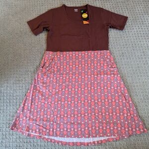 Svaha Sloth Brown and Pink Dress